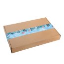 Lange Aufkleber in 5 x 42 cm blau rot mit Kugeln & Tannenzweigen - für Tüten & Geschenkverpackungen