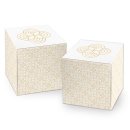 Kleine Würfelbox in 7 x 7 cm beige gold weiß mit Ornamenten - zum Verpacken & Befüllen
