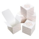 Kleine Würfelbox in 7 x 7 cm beige gold weiß mit Ornamenten - zum Verpacken & Befüllen