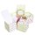 Kleine Geschenkschachtel in 7 x 7 cm gr&uuml;n rosa wei&szlig; mit Herzen und Blumen - liebevolle Mini Verpackung