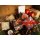 Weihnachtliche Geschenkbox 7 x 7 cm braun in Holzoptik mit bunten Geschenken