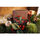 Kleine Geschenkschachtel in 10 x 10 cm für Weihnachten braun rot grün - für Kleinigkeiten