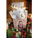 Geschenkbox Weihnachten 10 x 10 cm braun mit bunten Tieren - zum Bef&uuml;llen
