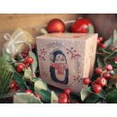 Geschenkbox Weihnachten 10 x 10 cm braun mit bunten Tieren - zum Befüllen