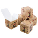 Geschenkbox Weihnachten 10 x 10 cm braun mit bunten...