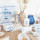 Kleine mairitime Faltschachtel in 8 x 6,5 x 5,5 cm blau weiß türkis - für Gastgeschenke Mitgebsel