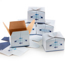 Kleine Geschenkbox blau maritim mit Fischen 8 x 6,5 x 5,5 cm 10 St&uuml;ck