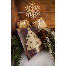 Weihnachtliche Geschenschachtel in Holzoptik 15 x 10,3 x 3 cm dunkelbraun - zum Verpacken & Befüllen