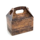 Geschenkschachtel mit Henkel in dunkelbraun Holzoptik- 12,5 x 18,5 x 12 cm - zum Verpacken & Befüllen