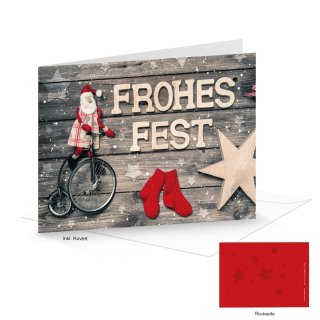 Weihnachtskarten DIN A6 quer Klappkarten Frohes Fest rot braun + Briefumschläge
