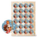 Nikolausaufkleber blau rot 4 cm rund - Heiliger Nikolaus Sticker für Nikolausgeschenke