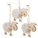 3 Schafe als Osterhanh&auml;nger 9 x 7 cm - Dekoration Ostern Fr&uuml;hling natur wei&szlig;