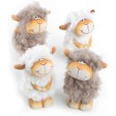 4 witzige Schaf Figuren in weiß grau braun - 11 cm...