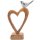 Braunes Herz aus Holz mit silbernem Vogel - 22 cm - Dekoherz zum Hinstellen