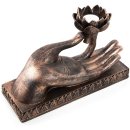 Gro&szlig;e Buddha Hand Skulptur als Kerzenhalter Lotusblume bronzefarben - 32 x 18 x 15 cm