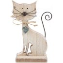 Katzenfigur aus Holz mit Schwanz + Schnurrhaaren auf...