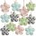 12 Metallanh&auml;nger Blumen in silber pastell - 5,5 cm - als Pr&auml;sent Fr&uuml;hlingsdeko