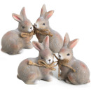 4 Hasen Figuren aus Keramik in grau braun - 7 cm -...