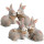 4 Hasen Figuren aus Keramik in grau braun - 7 cm - Osterhasen Dekofiguren 