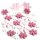 29 Blumen aus Holz in rosa + pink + weiß - 2,5-6,5 cm - Streudeko Blümchen