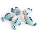 5 kleine Fische Figuren aus Keramik in t&uuml;rkis blau...