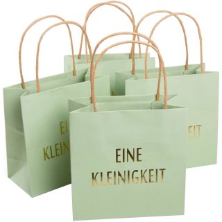 4 kleine Geschenktüten (16 x 16 x 8 cm) in mintgrün gold EINE KLEINIGKEIT - mit Henkel