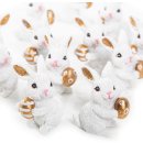 12 mini Hasen in weiß gold - 4,5 cm - Osterhasen...
