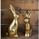 2 Osterhasen Figuren aus Keramik Gold Shabby Vintage -...