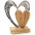 Herz aus Holz &amp; Metall zum Hinstellen -  21 cm braun silber - f&uuml;r Geburtstag Valentintstag
