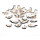 21 kleine Vögel aus Holz - Tauben Streudeko in braun weiß - an Ostern Hochzeit