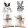 2 Osterhasen Figuren aus Holz - 24,5 cm weiß Natur - Holzosterhasen Pärchen zum Hinstellen