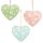 3 große Metallherzen in rosa blau grün - Herzen zum Aufhängen aus Metall - 11 cm