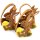 3 Osterhasen Henkeltaschen aus Filz in braun gelb - 12 x 8 x 5 cm - als Osterverpackung