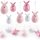 12 Osterhasen Anhänger rosa pink weiß 5 cm - Osteranhänger für den Osterstrauch