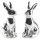 2 kleine Osterhasen Figuren aus Porzellan - Silber 13 cm &ndash; Moderne Osterdeko zum Hinstellen