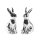 2 kleine Osterhasen Figuren aus Porzellan - Silber 13 cm &ndash; Moderne Osterdeko zum Hinstellen