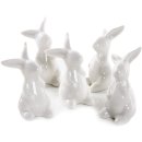 5 kleine Osterhasen Dekofiguren aus Porzellan weiß...