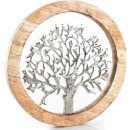 Wandbild Lebensbaum aus Holz &amp; Metall 25 cm braun silber