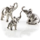3 Elefantenfiguren aus Kunststein silberfarben...