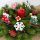 12 kleine Schneeflocken Weihnachtsanhänger aus Holz weiß rot 6,5 cm