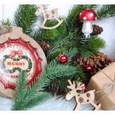 Runde Holztafel mit Weihnachtsmotiv zum Aufhängen - 16 cm