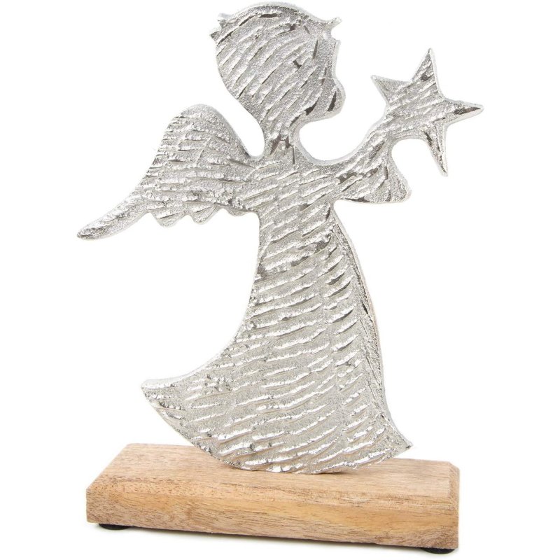 Engel der Anmut silber Weihnachten Engel Schutzengel Holz 36 cm Dekofigur Neu 