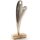 Gro&szlig;e Herz Figur - geschwungen 28 cm - Silber aus Metall auf Holzsockel