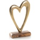 Herz Dekofigur 23 cm Gold braun aus Holz &amp; Metall -...