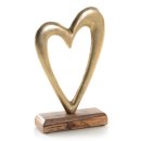 Herz Dekofigur 23 cm Gold braun aus Holz & Metall -...