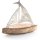 Segelschiff aus Metall &amp; Mangoholz 17 cm Silber braun - maritime Deko