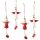 4 Engelanhänger rot weiß mit Glöckchen + Stern - Holzengel zum Aufhängen