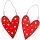 2 Herz Anhänger rot weiß schwarz - aus Holz mit Draht zum Aufhängen 12 cm