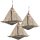 3 Segelboote zum Aufh&auml;ngen - maritime Vintage Deko braun Natur - 28 cm