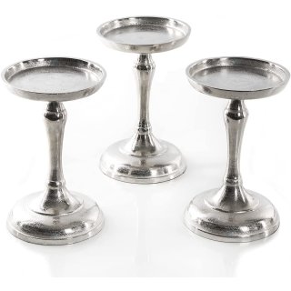 3 Kerzenhalter aus Metall 17 cm Silber - dekorative Kerzenständer